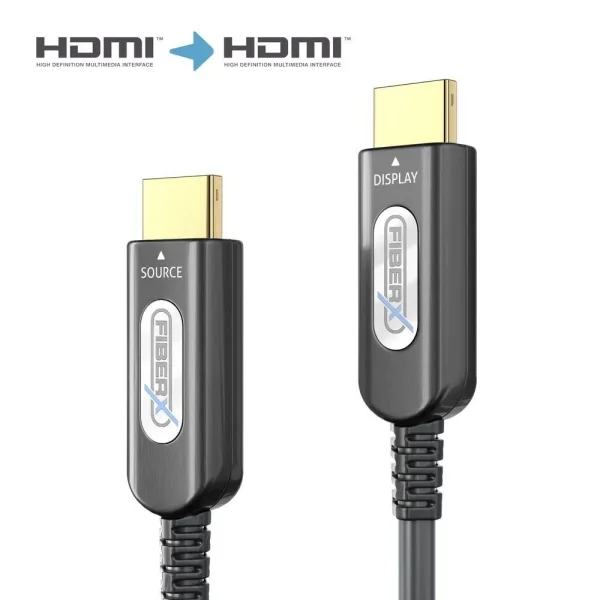 Gepanzertes 4K HDMI 2.0b Glasfaserkabel mit mobiler Spule - 50.0m, schwarz