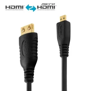Zertifiziertes 4K Premium High Speed Micro-HDMI-/HDMI-Kabel | schwarz, 2.00m​​​​​​​​​​​​​​
